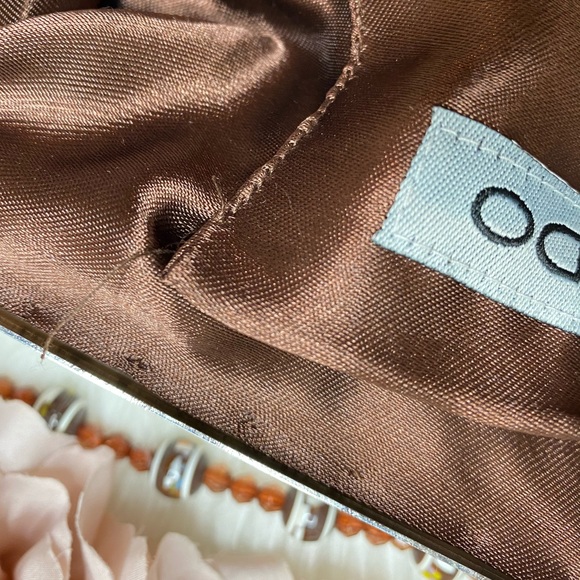 💕3/$50💕Beaded Clutch Brown Gold Long Short Strap - Picture 5 of 6